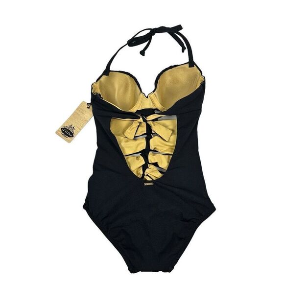 A. Che Luna Maillot Onyx-Feather One-Piece 4B NEW - Picture 5 of 12